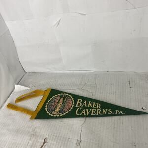 Rare Vintage 1950s Baker Caverns Pennant Pennsylvania Name Changed 12” Only One
